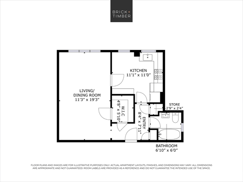 Floor plan for studio, 1 bath, 474 sqft